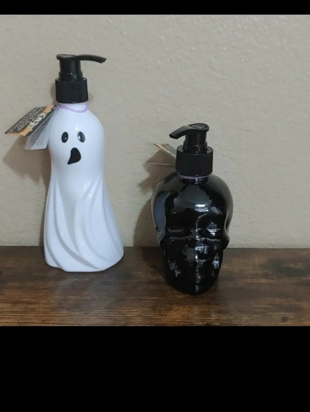 Cool Spooky 2pc-SET Halloween GHOST & SKULL Refillable PLASTIC Dispenser Scented